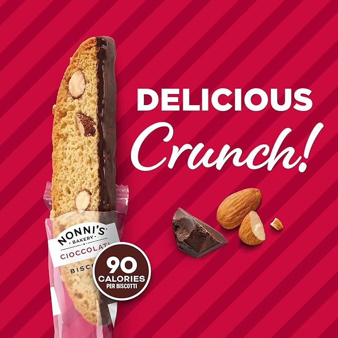 Nonni's Cioccolati Dark Chocolate Almond Biscotti Cookies ??Individually Wrapped Italian Coffee