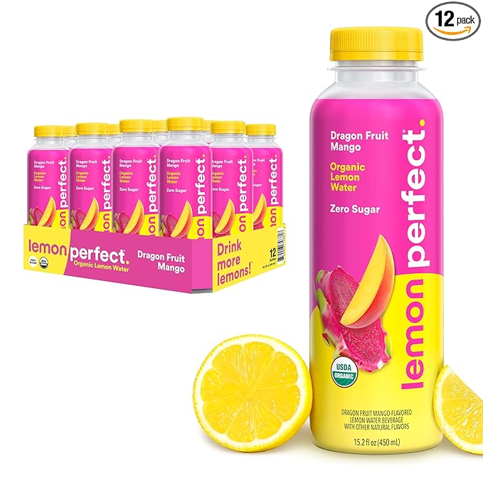 Lemon Perfect Dragon Fruit, Flavored Lemon Water, Organic, Zero Sugar, Healthy Hydration Drinks