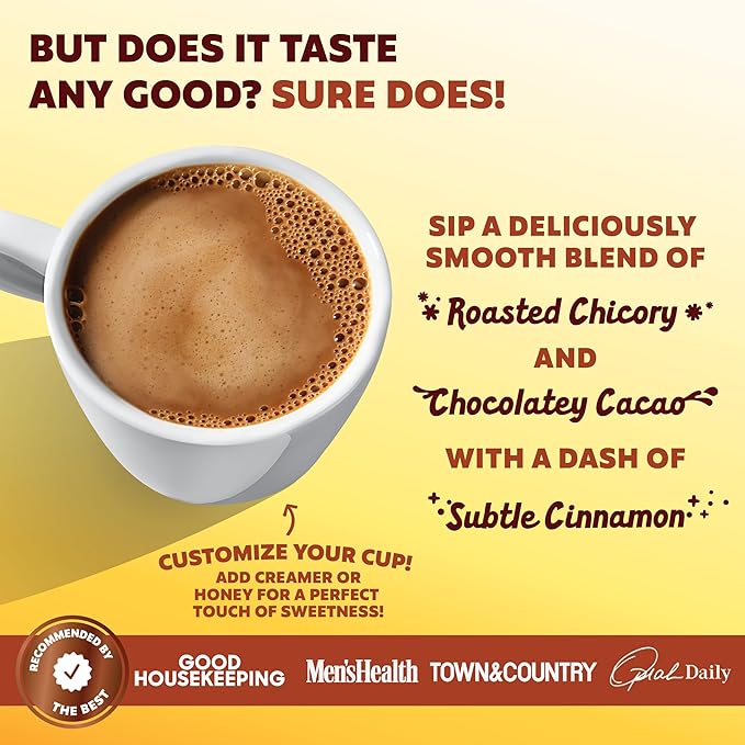 Joe'y Mushroom Coffee Alternative with Cacao and Dandelion Root, Chicory Coffee Substitute with