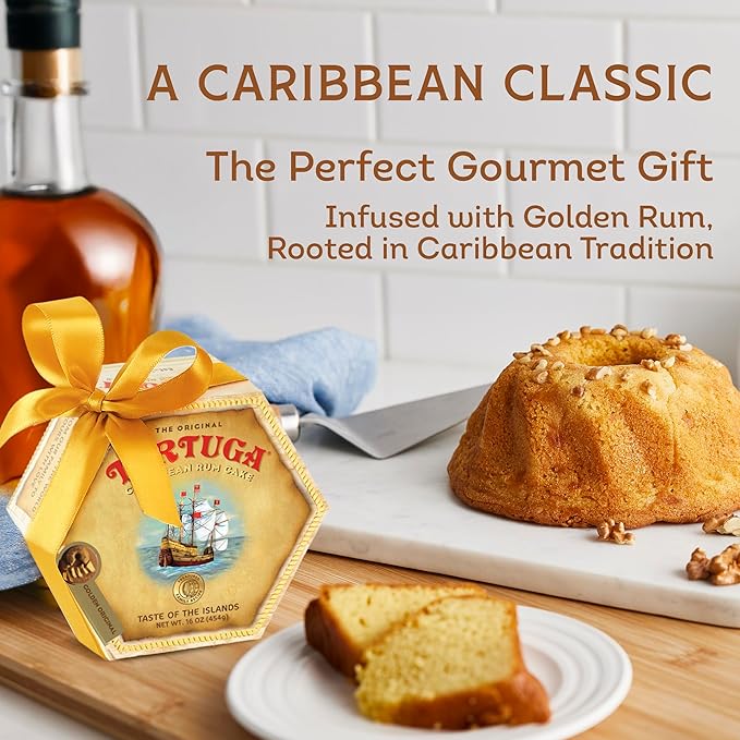 TORTUGA Caribbean Original Rum Cake with Walnuts - 32 oz Rum Cake - The Perfect Premium Gourmet