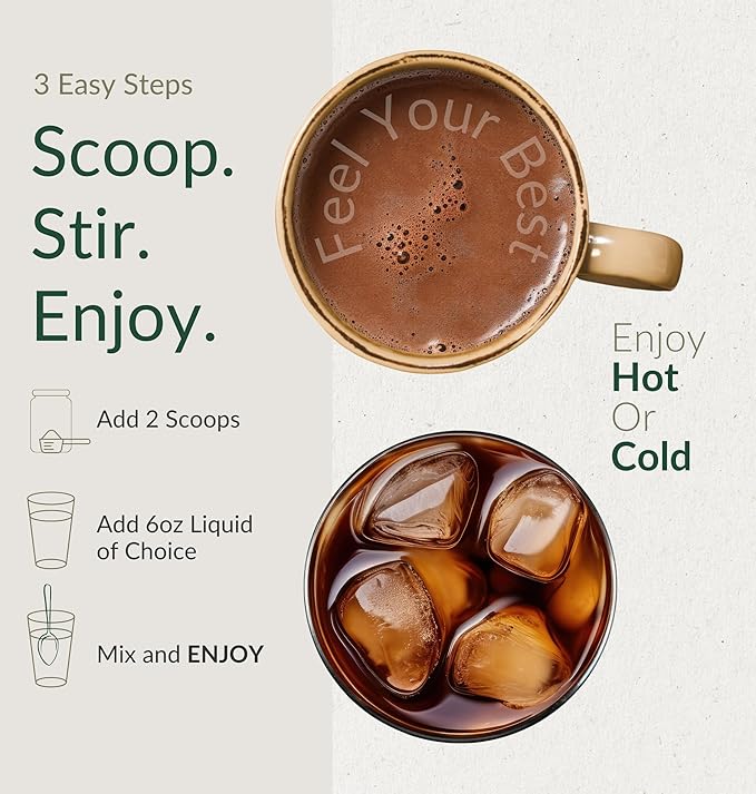BIOptimizers Mushroom Coffee Alternative ??Chocolate Drink ??Lion?™s Mane, Chaga, Reishi + Collagen