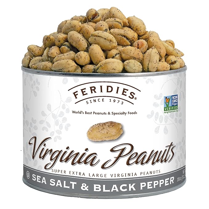 FERIDIES Extra Large Salt & Pepper Virginia Peanuts, All Natural, No Cholesterol, No Preservatives