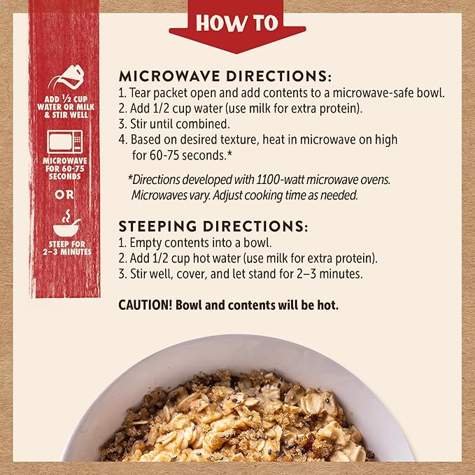 Kodiak Cakes Peak Instant Oatmeal Packets, Maple Brown Sugar, High Protein,100% Whole Grains, 6 box