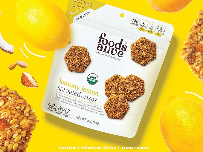 Foods Alive | Organic Lemony Lemon Sprouted Crisps | 4 oz (6-Pack)