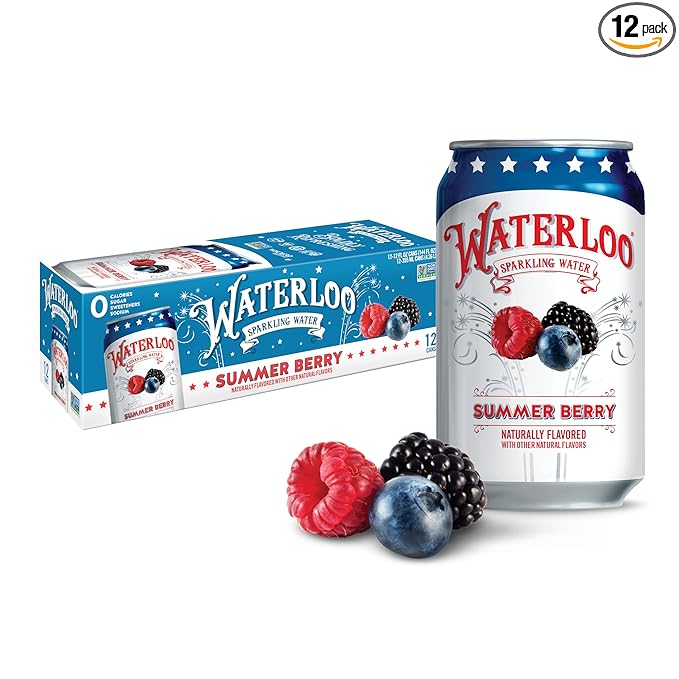 Waterloo Sparkling Water, Summer Berry Naturally Flavored, 12 Fl Oz Cans (Pack of 12) – Zero