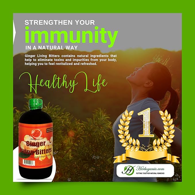 Herboganic Ginger Living Bitters | All Natural Living Bitters | 16 oz