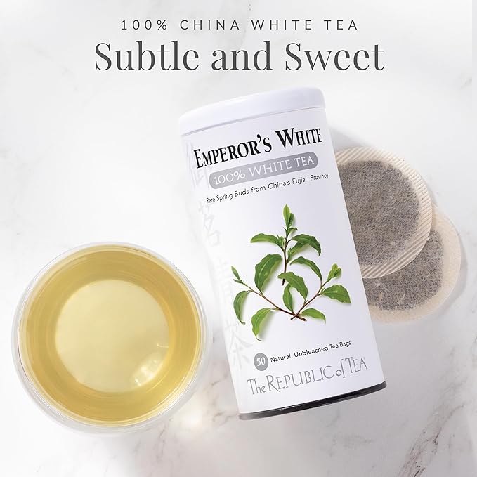The Republic of Tea – Emperor’s 100% White Tea Bags, Steeps 250 Low-Caffeinated Cups
