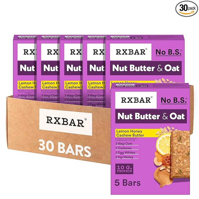 RXBAR Nut Butter and Oat Protein Bars, Protein Snacks, Snack Bars, Lemon Honey Cashew Butter (30
