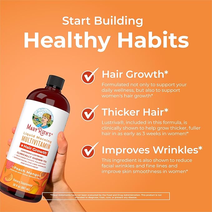 MaryRuth's Liquid Multivitamin + Hair Growth | Clinically Tested for Thicker Hair & Facial Wrinkles