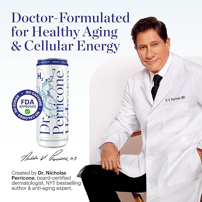 Dr. Perricone Hydrogen Water 24-Pack (12oz) Artesian Water w/ 1.0–1.5ppm Hydrogen – Natural
