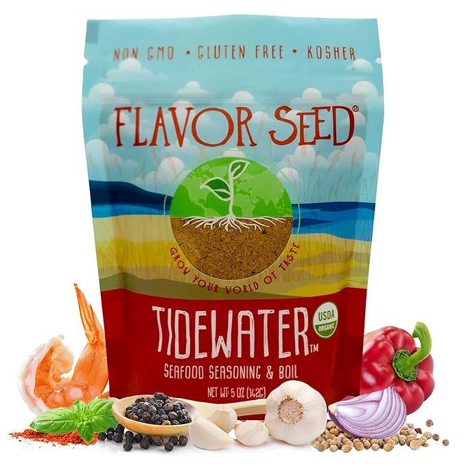 Flavor Seed Tidewater Organic Seafood Seasoning, All Purpose Fish Seasoning for Shrimp, Crab Meat