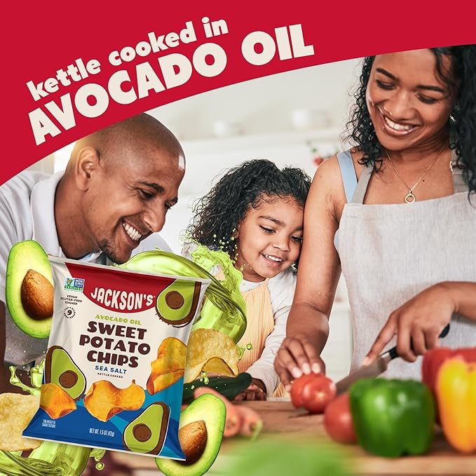 Jackson???Sweet Potato Kettle Chips Avocado Oil Variety Pack made with Premium Oils (1.5 oz, Pack