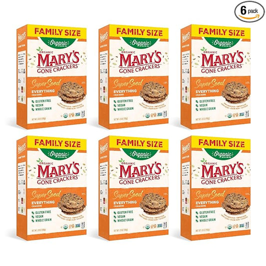 Mary's Gone Crackers Super Seed Crackers, Organic Plant Based Protein, Gluten Free, Everything