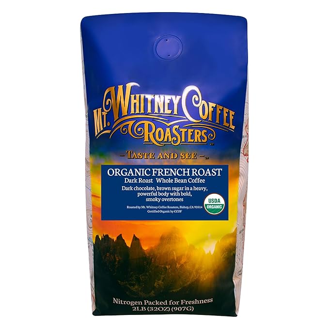 Mt. Whitney Organic French Roast, Dark Roast, Low Acid Coffee (Whole Bean, 2 Lb)