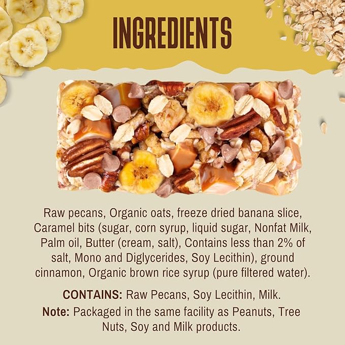 ToYou Chewy Fruit and Nut Bars - Healthy Protein Snacks | Banana Foster - 1.41 Ounce (Pack of 12) |