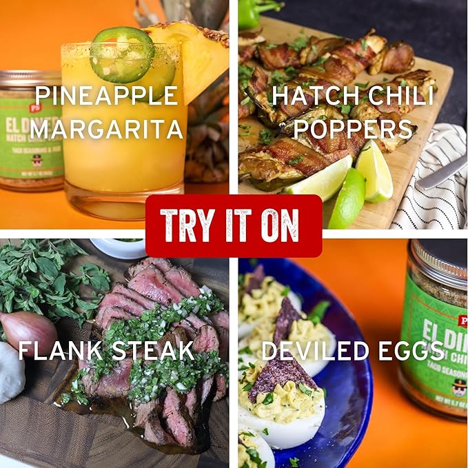 PS Seasoning El Dinero Taco Seasoning Mix - Hatch Chili Verde and Jalapeno Blend, Dry BBQ Rub for