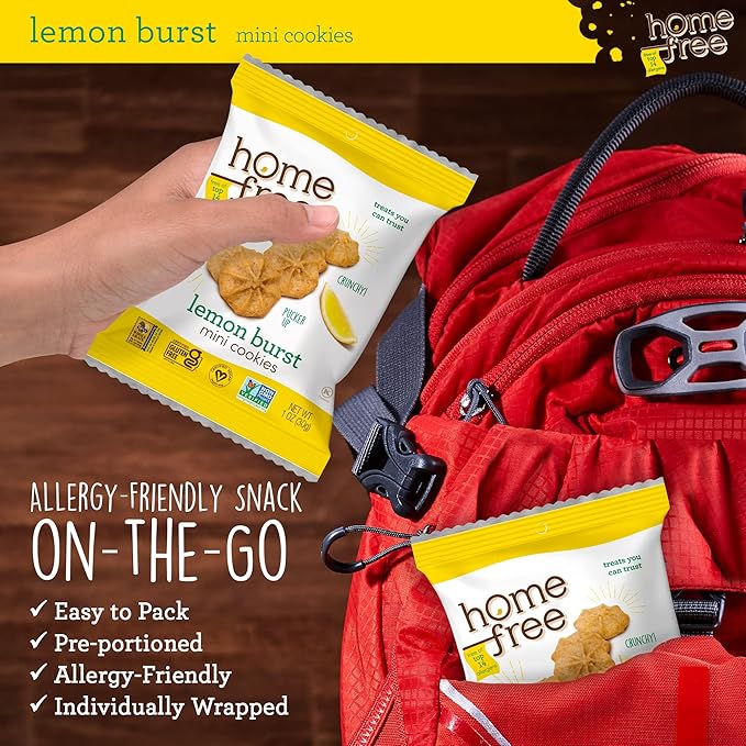 Homefree Treats You Can Trust Gluten Free Mini Cookies, Single Serve, Lemon Burst, 1.0 Ounce (Pack