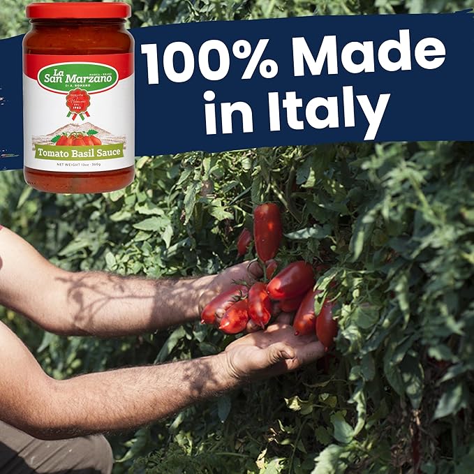 La San Marzano Tomato Basil Sauce, 13 oz, Pasta Sauce Made in Italy, All Purpose Tomato Premium