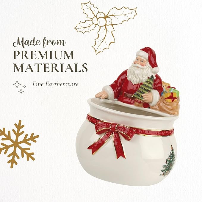 Spode Christmas Tree Candy Bowl - 7.5-Inch Earthenware Bowl for Candy, Nuts, Potpourri, Holiday