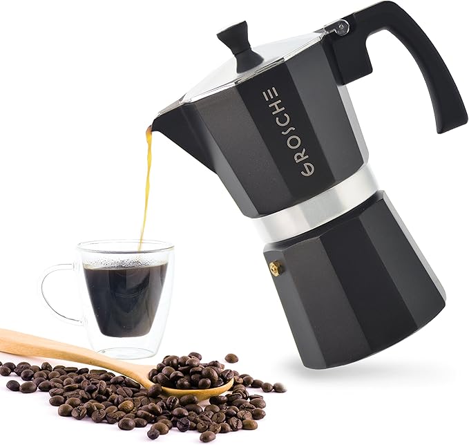 GROSCHE Milano Stovetop Espresso Maker Moka Pot Cuban Coffee Maker Stovetop Coffee Maker Moka