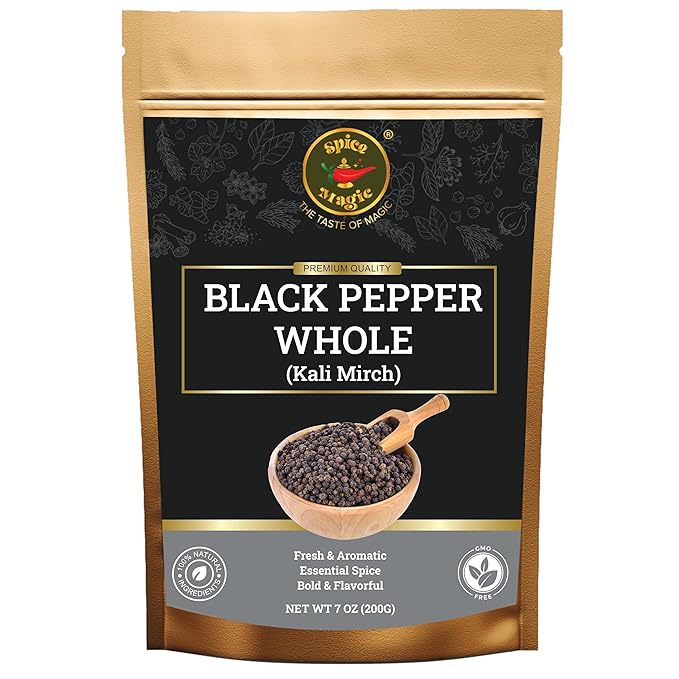 Spice Magic Black Tellicherry Peppercorns - Premium Quality, Fresh & Bold Flavor, Non-GMO, Perfect