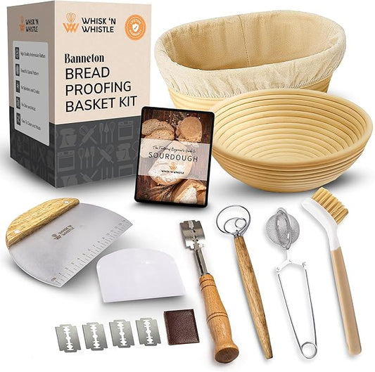 Trailblaze Banneton Bread Proofing Basket Set ??Complete Sourdough Bread Baking Supplies