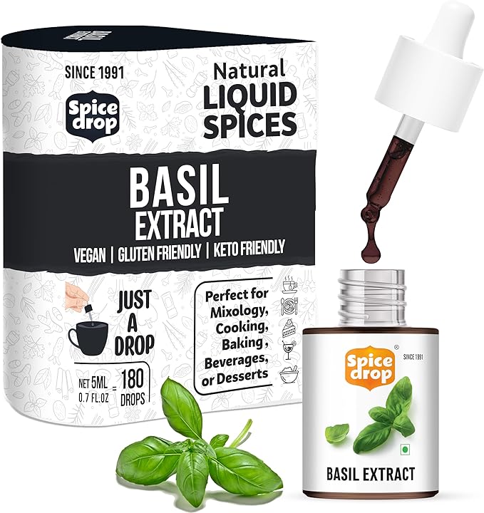 Spice Drop Basil Extract | 100% Natural | For Soup, Pasta, Pizza, Spaghetti, Gourmet Dishes |