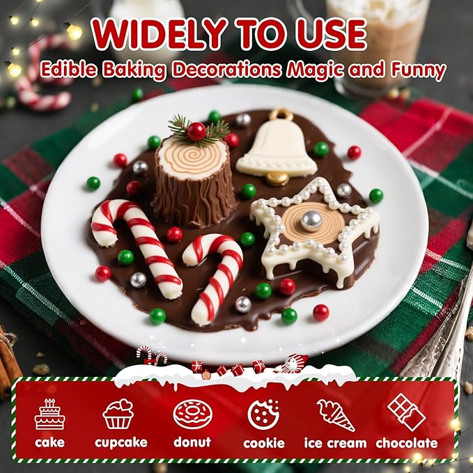 Christmas Sprinkles Pearls for Cake Decorating,130g Red Green White and Silver Pearl Mixed,Edible
