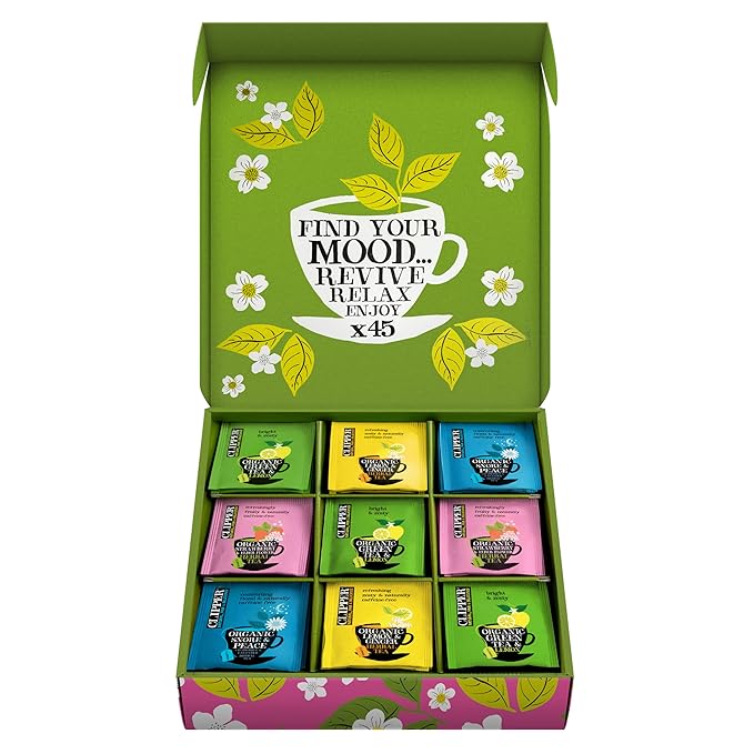 Clipper Tea: Organic Herbal & Green Tea Set, Gift Box – Tea Selection & Sampler with 5 Flavors