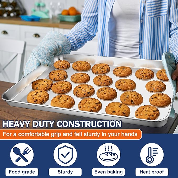 P&P CHEF 19.6 Inch Baking Cookie Sheet, Oven Pan Tray Stainless Steel Sheet Pan for Kitchen, Oven