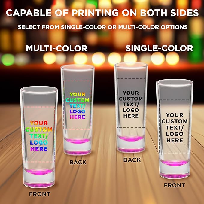 Custom Cordial Shooter Shot Glasses 2 oz. Set of 100, Personalized Bulk Pack - Great for Birthdays