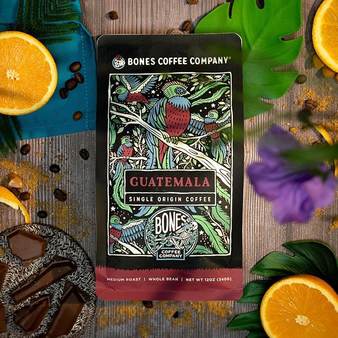 Bones Coffee Company Guatamela Single-Origin, Milk Chocolate, Citrus and Caramel Notes, Whole
