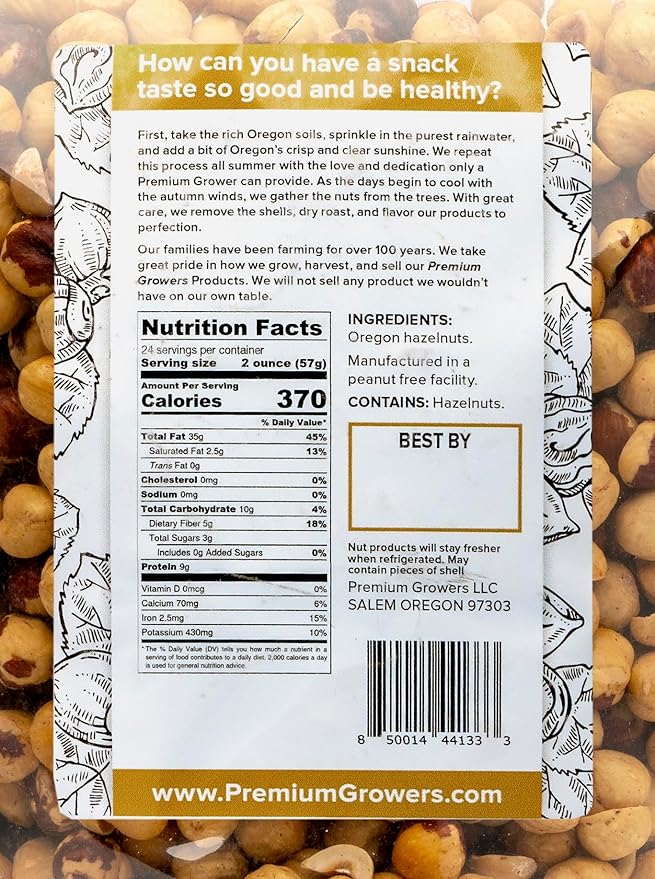 Oregon Farm To Table - Hazelnuts from Premium Growers - Dry Roasted - Kosher Certified (3lb