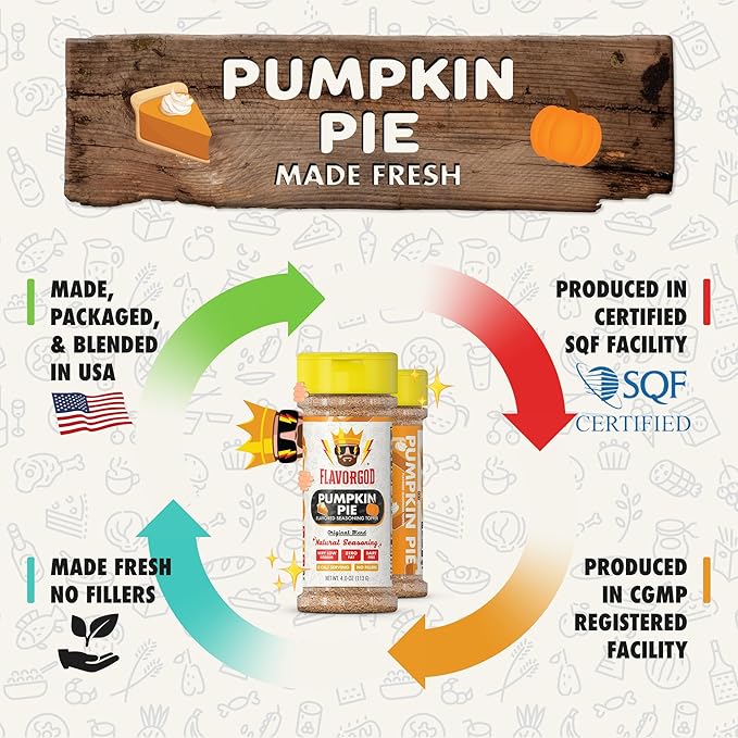 The Original Pumpkin Pie Spice Topper Seasoning Mix, 2 Bottles by Flavor God - Premium All Natural