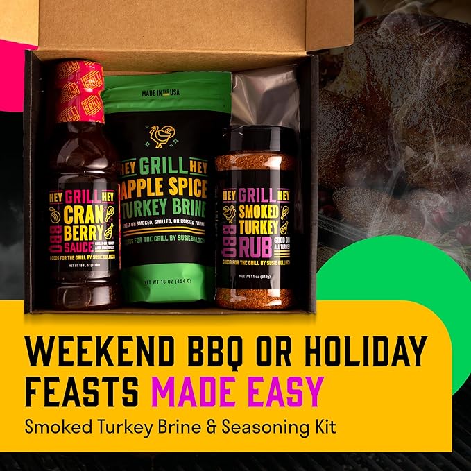 Hey Grill Hey | Turkey Brine Kit | | Includes Apple Spice Brine, Smoked Turkey Rub, and Cranberry