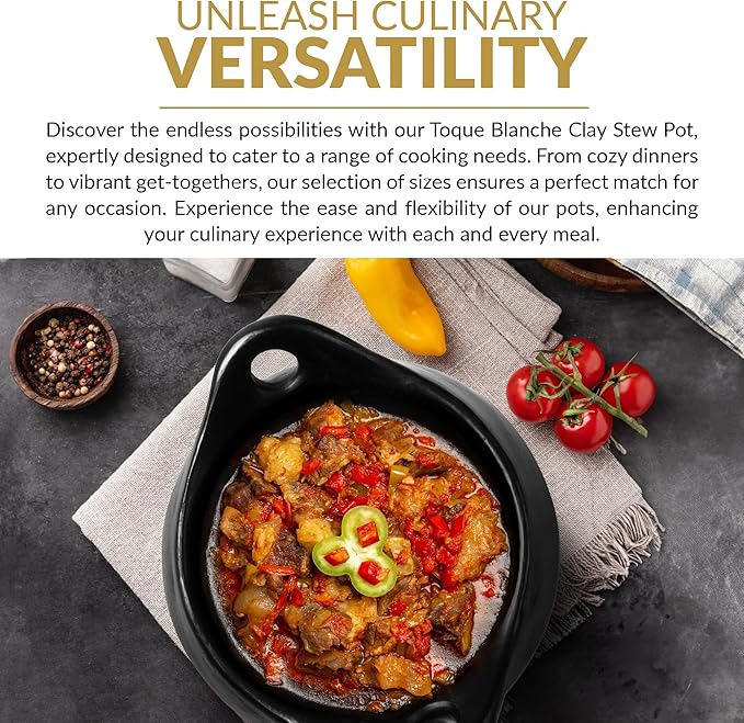 Authentic La Chamba Stewpot-Elegant, All-Natural Black Clay Dutch Oven for Braising, Baking
