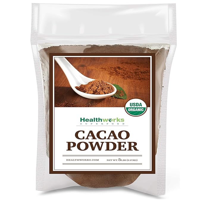 Healthworks Superfoods Organic Cacao Powder - 80 Oz / 5 Lbs - Cocoa Chocolate Substitute - Rich