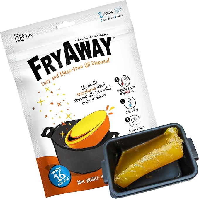 FryAway Cooking Oil Solidifier, Vegetable/Canola Oil Hardener for Easy Disposal, Natural Oils