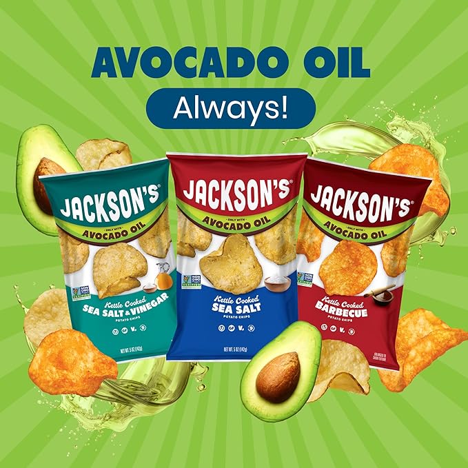 Jackson?™s Classic Kettle Potato Chips (Variety Pack, 5 oz, Pack of 7) - Made with Premium Avocado
