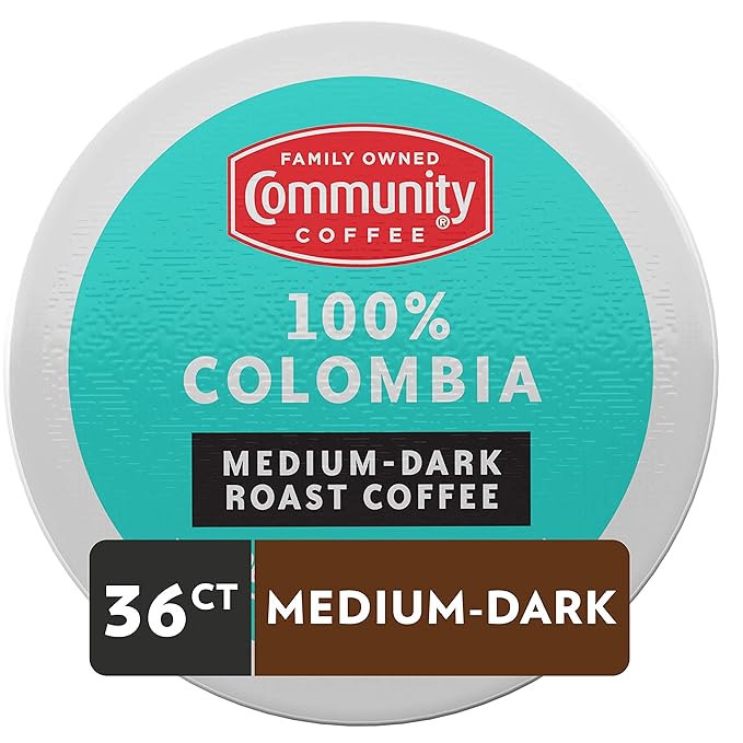 Community Coffee 100% Colombia Coffee Pods, Medium Dark Roast, Compatible with Keurig 2.0 K-Cup