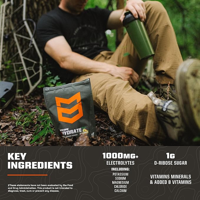 MTN OPS Hydrate Electrolytes Powder Drink Mix, Naturally Sweetened with Monk Fruit, Gluten Free 20