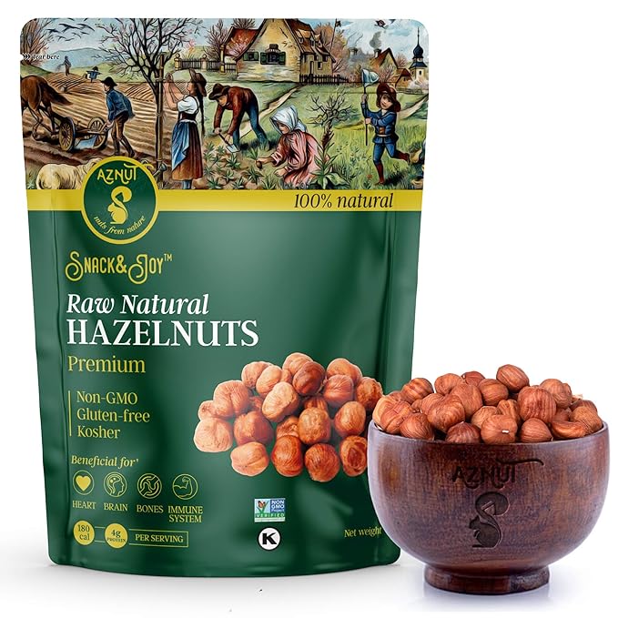 AZNUT Raw Hazelnuts Filbert Nuts, Shelled, Gluten Free, Fresh, Premium Quality 100% Natural Non-GMO