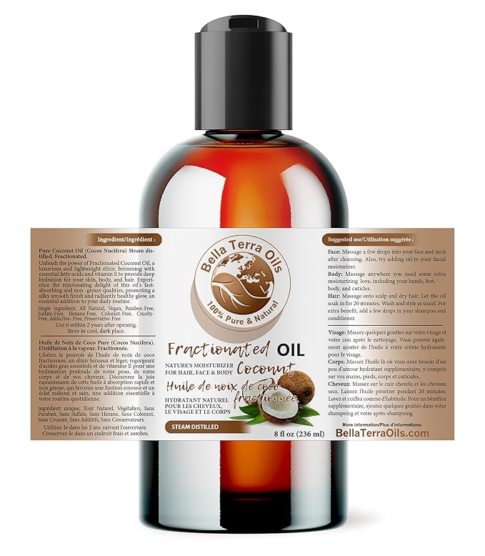 Bella Terra Oils - Organic Fractionated Coconut Oil 8oz - Celebrate the Coconut?셲 Liquid Gold