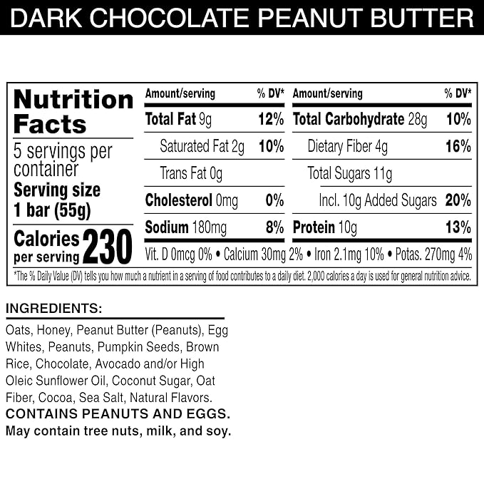 RXBAR Nut Butter and Oat Protein Bars, Protein Snacks, Snack Bars, Dark Chocolate Peanut Butter (6