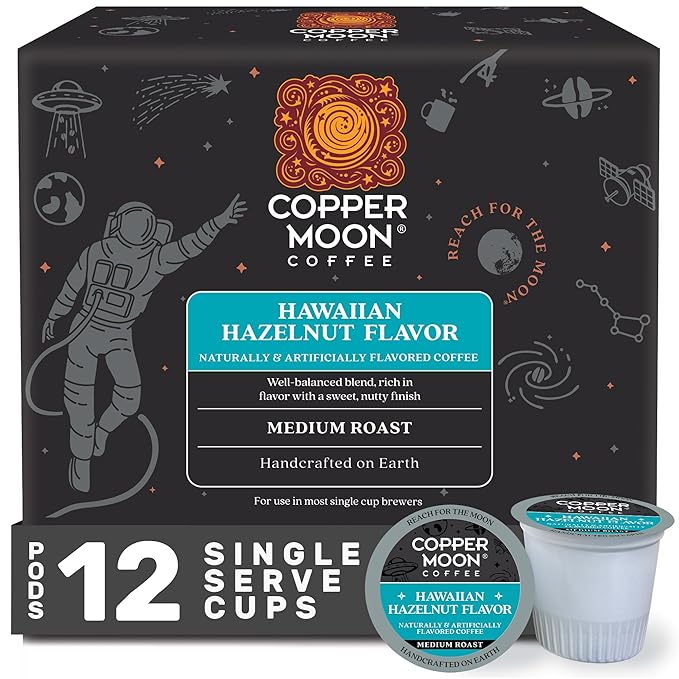 Copper Moon Single Serve Coffee Pods for Keurig K Cup Brewers (Hawaiian Hazelnut - Medium Roast) 12