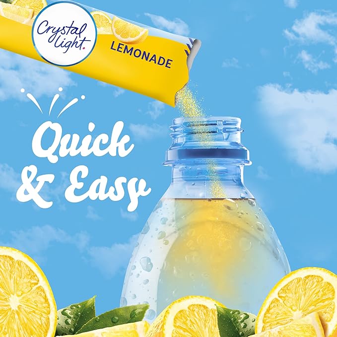 Crystal Light Lemonade Naturally Flavored Powdered Drink Mix, 120 ct Pack, 12 Boxes of 10