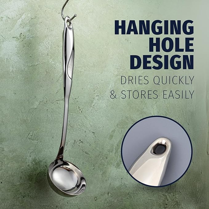 Zulay Kitchen Stainless Steel Soup Ladle ??Lightweight, Strong & Durable Metal Ladle ??Easy to Use