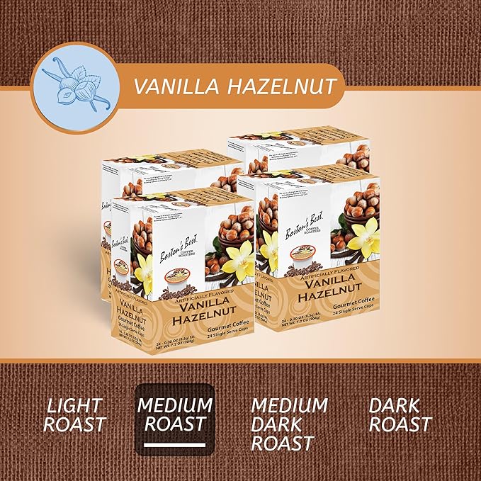 Boston’s Best - Vanilla Hazelnut Delicious Medium Roast Flavored Gourmet Coffee Compatible with
