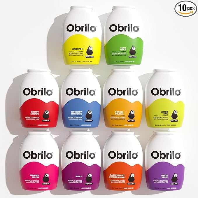 Obrilo Water Enhancer Liquid Flavoring Drops - ZERO Sugar/Calorie, Dye Free, Naturally Flavored