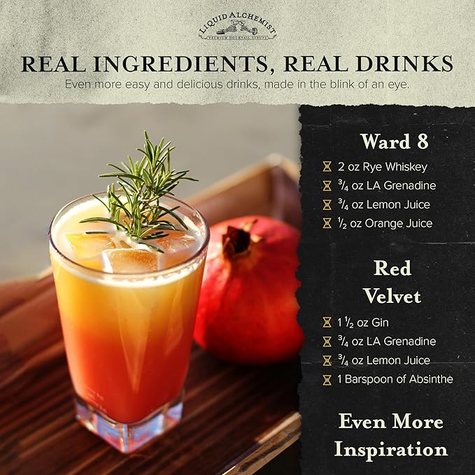 Liquid Alchemist Grenadine Syrup for Cocktails - Real Ingredients Make our Pomegranate Syrup the